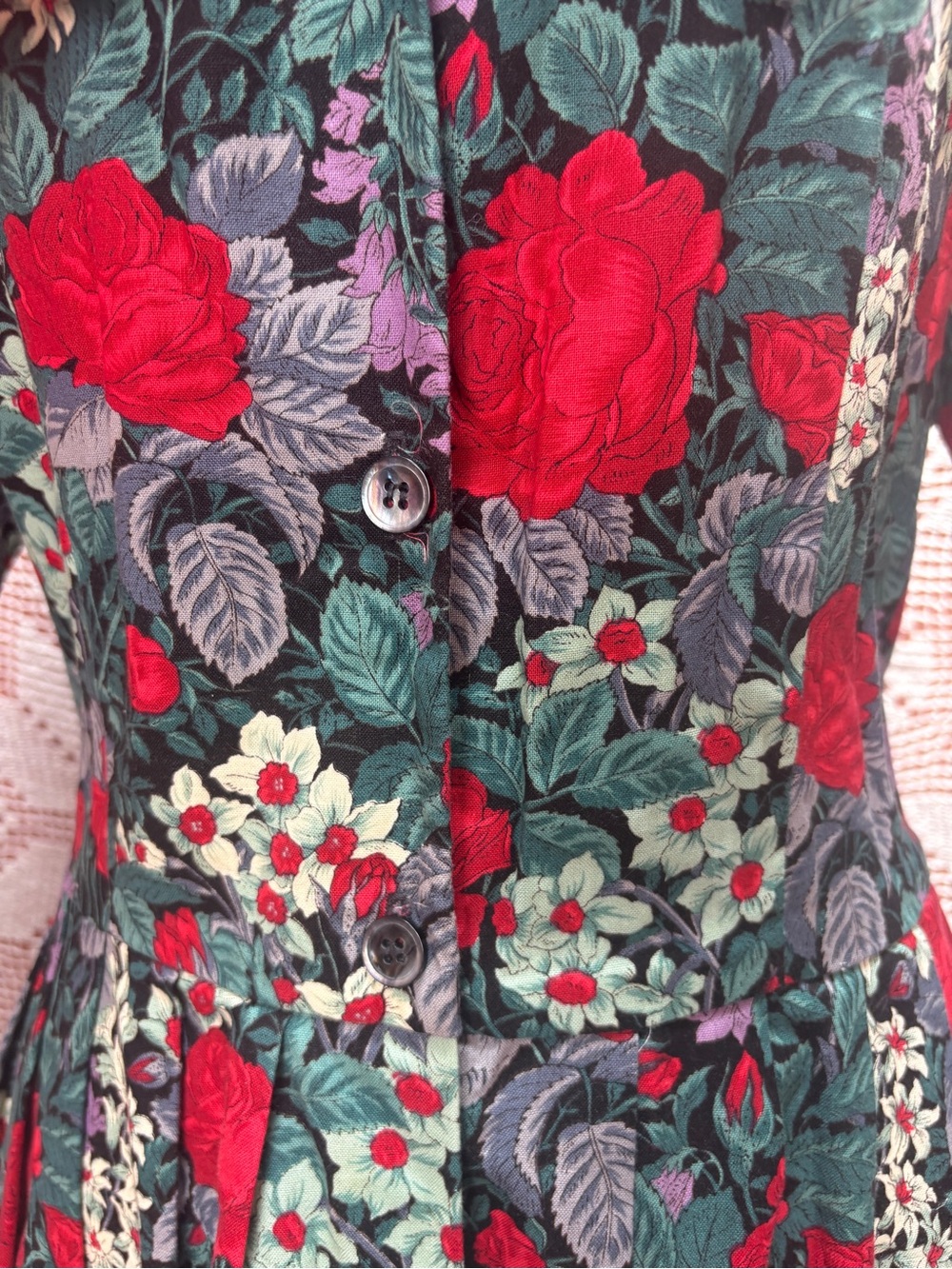 Vintage Suttles and Seawinds Floral Midi Dress Cottagecore Romantic Prairie - Picture 6 of 12